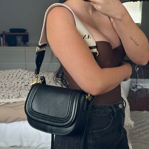 Zara Black Leather Crossbody Bag